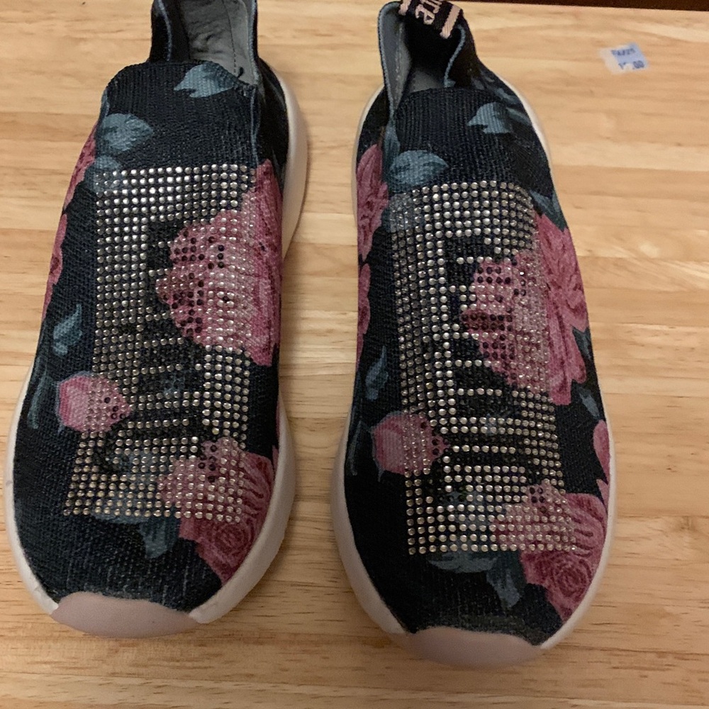 Juicy Couture Black and Pink Floral Rhinestone Sneakers